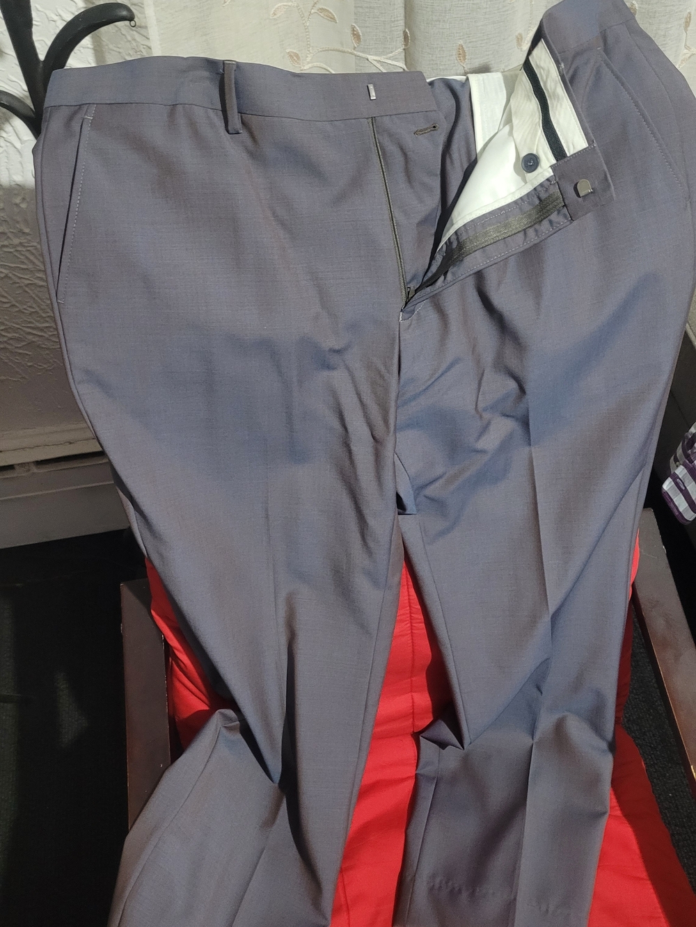 SENSO Uomo Dark Gray Dress Trousers with White Lining